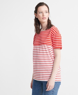 Superdry Breton Stripe Női Pólók Piros/Csíkok | JQSGA7804